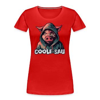 Coole Sau - Frauen Premium Bio T-Shirt - Rot - Vorne - Mia (176cm)