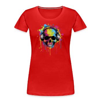 Zombie Skull Disc Jockey - Women's Premium Organic T-Shirt - red - Front - Mia (176cm)