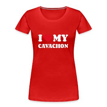 I Love My Cavachon Gift Dog Owner - Women's Premium Organic T-Shirt - red - Front - Mia (176cm)