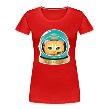 Cosmonaut Cat - T-shirt bio Premium Femme - rouge - Devant - Mia (176cm)