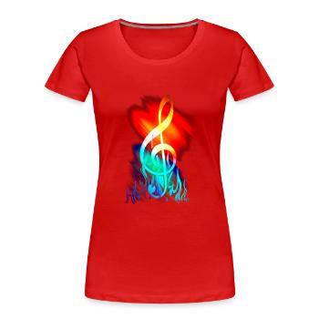 Notenschlüssel Musik Komposition Bunt Farben - Frauen Premium Bio T-Shirt - Rot - Vorne - Mia (176cm)