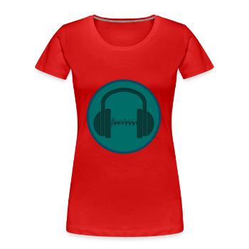 Musique dans le casque- Musique dans le headphone - T-shirt bio Premium Femme - rouge - Devant - Mia (176cm)
