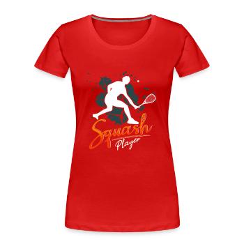 Joueur de squash drôle de squash - T-shirt bio Premium Femme - rouge - Devant - Mia (176cm)