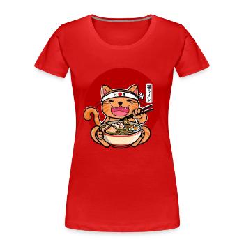 Kawaii Japanische Ramen Nudeln Katzen Anime Japan - Frauen Premium Bio T-Shirt - Rot - Vorne - Mia (176cm)