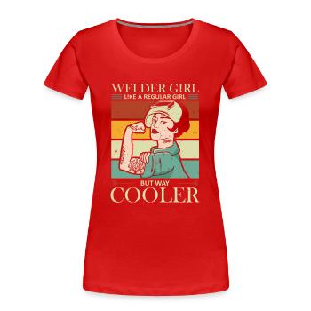 Schweißer Girl Cool | Schweißen Geschenke | - Frauen Premium Bio T-Shirt - Rot - Vorne - Mia (176cm)