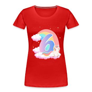 6 Einhorn Regenbogen Wolken Kleines Pony 6. - Frauen Premium Bio T-Shirt - Rot - Vorne - Mia (176cm)