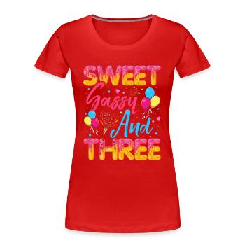 Süßer Frechdachs Und Drei Streusel Köstlicher - Frauen Premium Bio T-Shirt - Rot - Vorne - Mia (176cm)