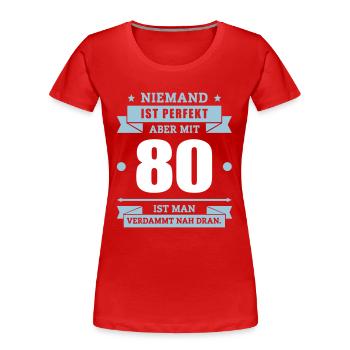 Funshirt 80 - Frauen Premium Bio T-Shirt - Rot - Vorne - Mia (176cm)