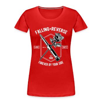 Falling In Reverse Liebe Hass Rose Messer Forever - Frauen Premium Bio T-Shirt - Rot - Vorne - Mia (176cm)