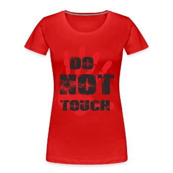 main rouge, arrêtez, ne touchez pas - T-shirt bio Premium Femme - rouge - Devant - Mia (176cm)