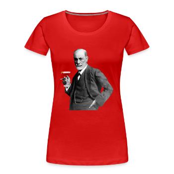 Sigmund Freud avec un verre à vin - T-shirt bio Premium Femme - rouge - Devant - Mia (176cm)