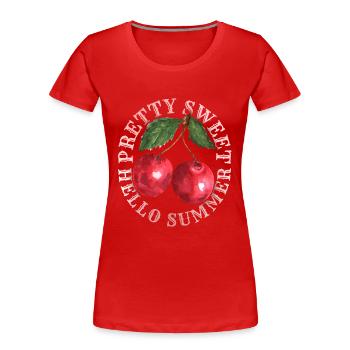 Kirsche, Cherry-Fruit Kirsche-Cherry Sommer-Spruch - Frauen Premium Bio T-Shirt - Rot - Vorne - Mia (176cm)
