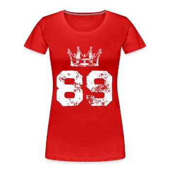 89 Couronne de numéros - T-shirt bio Premium Femme - rouge - Devant - Mia (176cm)