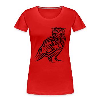 Eule Tribal Tattoo - Frauen Premium Bio T-Shirt - Rot - Vorne - Mia (176cm)