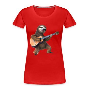 Paresseux avec guitare - T-shirt bio Premium Femme - rouge - Devant - Mia (176cm)