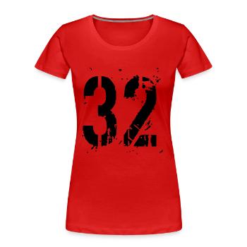 32 Nombre 32 - T-shirt bio Premium Femme - rouge - Devant - Mia (176cm)