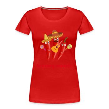 chilli, chilli familie,karneval,Mexikaner - Frauen Premium Bio T-Shirt - Rot - Vorne - Mia (176cm)