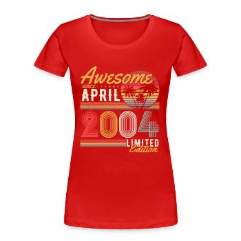 April 2004 Vintage Birthday Retro Gift - Women's Premium Organic T-Shirt - red - Front - Mia (176cm)