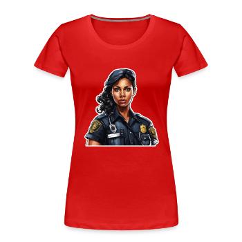 Polizei / Einsatz / Beruf / Job / Einsatzkräfte - Frauen Premium Bio T-Shirt - Rot - Vorne - Mia (176cm)