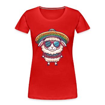 mouton bande dessinée drôle sombrero - T-shirt bio Premium Femme - rouge - Devant - Mia (176cm)
