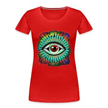 Psychedelisches Auge - Frauen Premium Bio T-Shirt - Rot - Vorne - Mia (176cm)