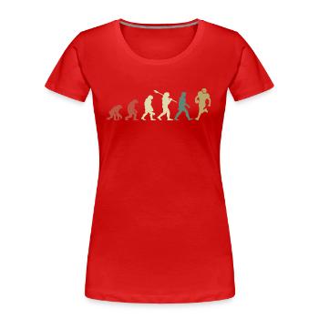 Evolution Rugby - Frauen Premium Bio T-Shirt - Rot - Vorne - Mia (176cm)