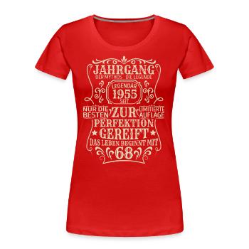 Geburtstagsgeschenk Geboren 1955 68 Jahre - Frauen Premium Bio T-Shirt - Rot - Vorne - Mia (176cm)