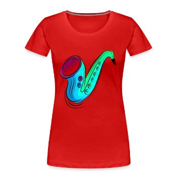 buntes Saxofon / Saxofon - Frauen Premium Bio T-Shirt - Rot - Vorne - Mia (176cm)