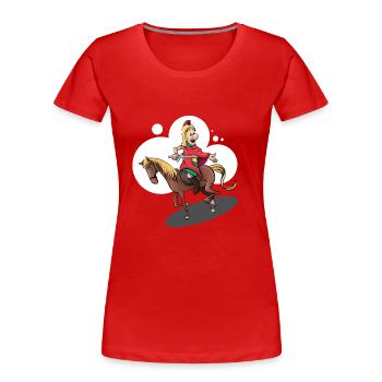 Saint Martin à cheval - T-shirt bio Premium Femme - rouge - Devant - Mia (176cm)
