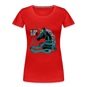 No Longer Silent, Unicorn, Sexual Assault Awarenes - Women's Premium Organic T-Shirt - red - Front - Mia (176cm)
