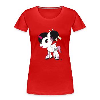 Unicorn - Licorne : Sakura - Frauen Premium Bio T-Shirt - Rot - Vorne - Mia (176cm)
