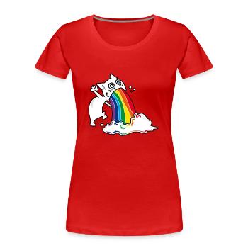 Regenbogenkotze Katze - Frauen Premium Bio T-Shirt - Rot - Vorne - Mia (176cm)