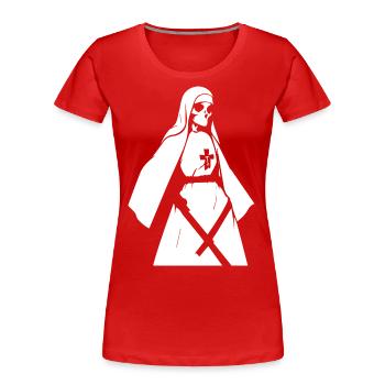 Aventurez-vous hardiment dans l’inconnu avec Horror Nun, - T-shirt bio Premium Femme - rouge - Devant - Mia (176cm)