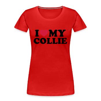Collie - Frauen Premium Bio T-Shirt - Rot - Vorne - Mia (176cm)