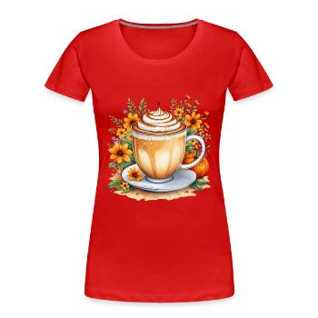 Kürbis-Latte - Frauen Premium Bio T-Shirt - Rot - Vorne - Mia (176cm)