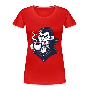 Dracula Kaffee Zeit Cartoon Design - Frauen Premium Bio T-Shirt - Rot - Vorne - Mia (176cm)