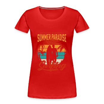 surfant shirt - paradis d'été - T-shirt bio Premium Femme - rouge - Devant - Mia (176cm)