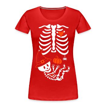 Schwangerschaft Skelett Hexe Halloween - Frauen Premium Bio T-Shirt - Rot - Vorne - Mia (176cm)