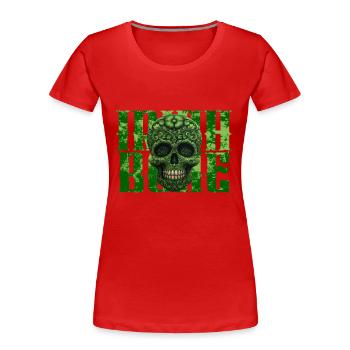 St. Patricks Day - Skull - Irish Bone - Frauen Premium Bio T-Shirt - Rot - Vorne - Mia (176cm)