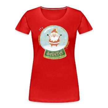 Santa in einer Schneekugel Weihnachtsmann - Frauen Premium Bio T-Shirt - Rot - Vorne - Mia (176cm)
