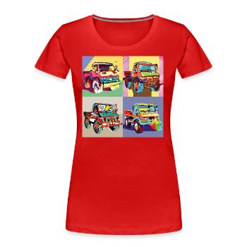 Unimog - Modern - Warhol - Outil motorisé universel - T-shirt bio Premium Femme - rouge - Devant - Mia (176cm)