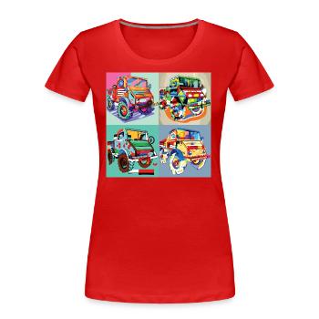 Unimog - Modern - Warhol - Outil motorisé universel - T-shirt bio Premium Femme - rouge - Devant - Mia (176cm)