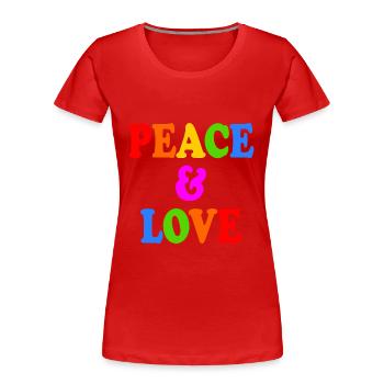 Peace and love - T-shirt bio Premium Femme - rouge - Devant - Mia (176cm)