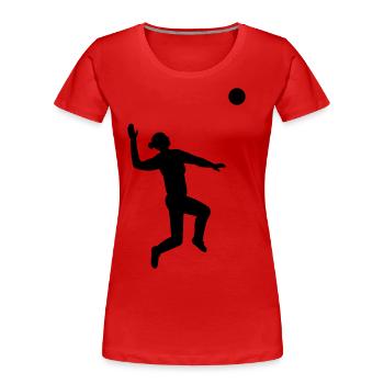 Anmutiger Volleyball Sprung Schwarz - Frauen Premium Bio T-Shirt - Rot - Vorne - Mia (176cm)