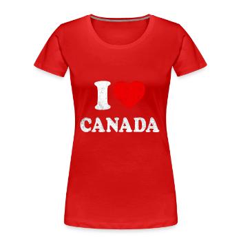 I Love Canada T-Shirt Souvenir I Heart Canada T-Shirt - Frauen Premium Bio T-Shirt - Rot - Vorne - Mia (176cm)