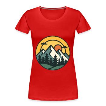 Art d'aventure au coucher du soleil en montagne - T-shirt bio Premium Femme - rouge - Devant - Mia (176cm)