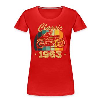 Vintage Classic Birthday Gift Born in 1963 - Women's Premium Organic T-Shirt - red - Front - Mia (176cm)
