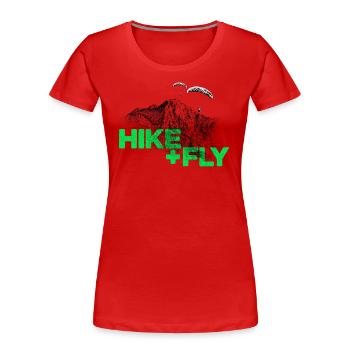 Randonnée et vol Parapente vert - T-shirt bio Premium Femme - rouge - Devant - Mia (176cm)