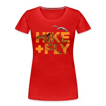 Randonnée et vol Parapente orange - T-shirt bio Premium Femme - rouge - Devant - Mia (176cm)