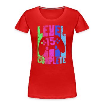 15. Geburtstag Geschenk Gamer Gaming Zocker Game - Frauen Premium Bio T-Shirt - Rot - Vorne - Mia (176cm)